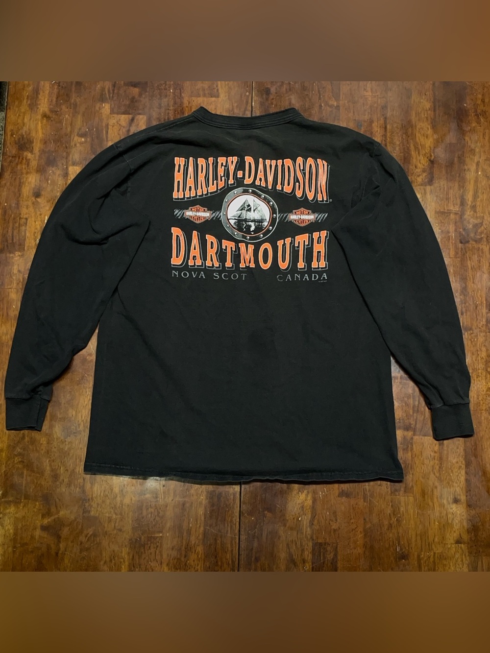 Vintage Harley Davidson Long Sleeve T Shirt L Canada Sailboats Biker 90s